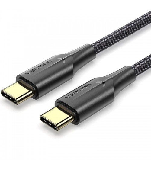 Cable usb 2.0 tipo-c 3a vention taubf/ usb tipo-c macho - usb tipo-c macho/ hasta 60w/ 480mbps/ 1m/ negro