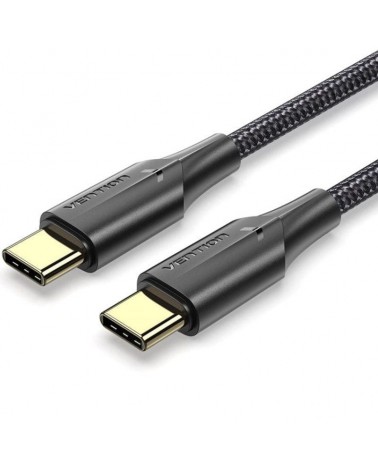 Cable usb 2.0 tipo-c 3a vention taubf/ usb tipo-c macho - usb tipo-c macho/ hasta 60w/ 480mbps/ 1m/ negro