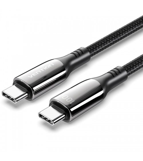 Cable usb 2.0 tipo-c 5a 100w vention ctkbh/ usb tipo-c macho - usb tipo-c macho/ hasta 100w/ 480mbps/ 2m/ negro
