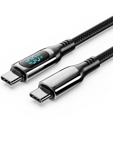 Cable usb 2.0 tipo-c 5a 100w vention taybav/ usb tipo-c macho - usb tipo-c macho/ hasta 100w/ 480mbps/ 1.2m/ con pantalla led/ 