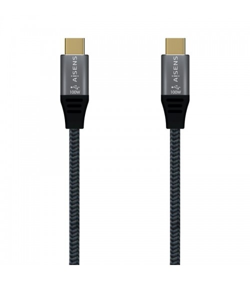 Cable usb 2.0 tipo-c aisens a107-0628 5a 100w/ usb tipo-c macho - usb tipo-c macho/ hasta 100w/ 60mbps/ 1m/ gris