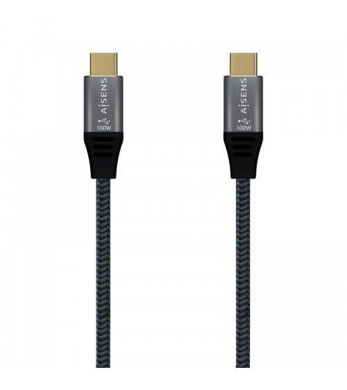 Cable usb 2.0 tipo-c aisens a107-0629 5a 100w/ usb tipo-c macho - usb tipo-c macho/ hasta 100w/ 60mbps/ 2m/ gris
