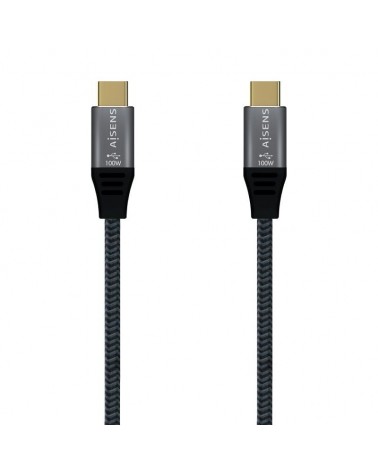 Cable usb 2.0 tipo-c aisens a107-0629 5a 100w/ usb tipo-c macho - usb tipo-c macho/ hasta 100w/ 60mbps/ 2m/ gris