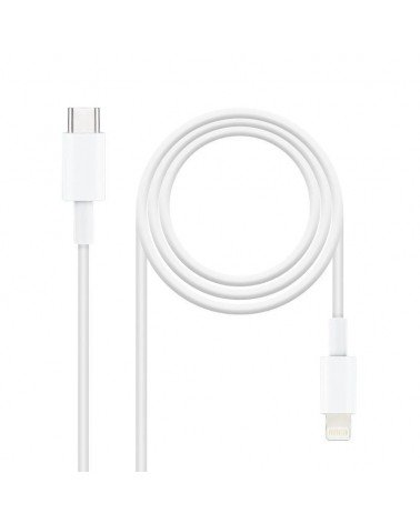 Cable usb 2.0 tipo-c lightning nanocable 10.10.0601/ usb tipo-c macho - lightning macho/ 1m/ blanco