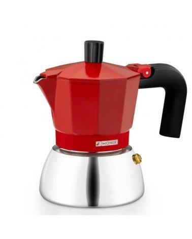 Cafetera italiana monix induction inox m863106/ 6 tazas/ roja