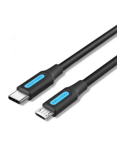 Cable usb 2.0 tipo-c vention covbd/ usb tipo-c macho - microusb macho/ hasta 10w/ 480mbps/ 50cm/ negro