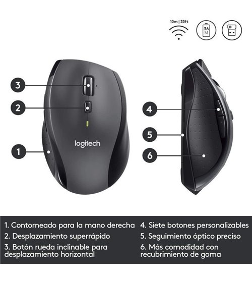Ratón inalámbrico logitech marathon m705/ hasta 1000 dpi