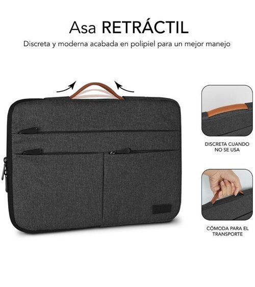 Funda subblim air padding 360 sleeve para portátiles hasta 15.6'/ gris oscuro