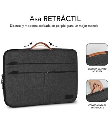 Funda subblim air padding 360 sleeve para portátiles hasta 15.6'/ gris oscuro