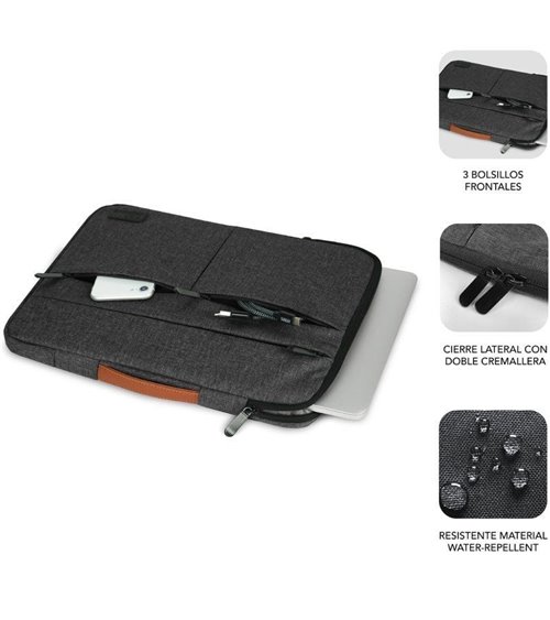 Funda subblim air padding 360 sleeve para portátiles hasta 15.6'/ gris oscuro