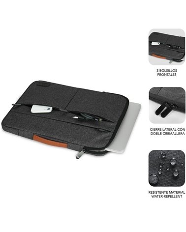 Funda subblim air padding 360 sleeve para portátiles hasta 15.6'/ gris oscuro