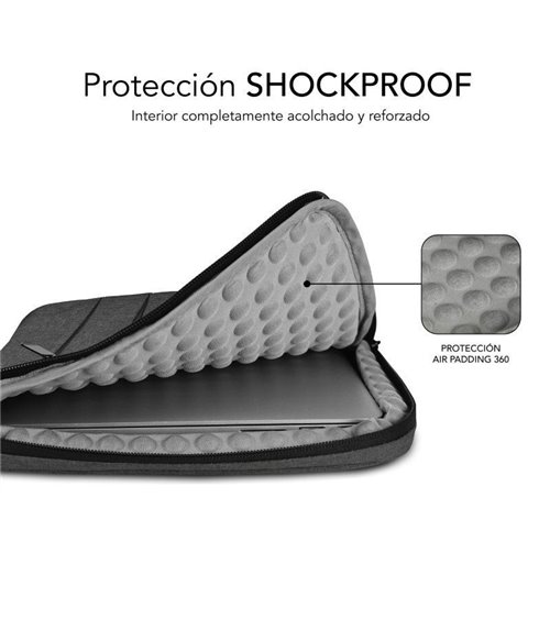 Funda subblim air padding 360 sleeve para portátiles hasta 15.6'/ gris oscuro