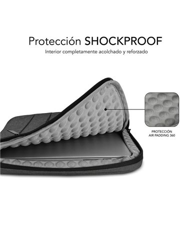 Funda subblim air padding 360 sleeve para portátiles hasta 15.6'/ gris oscuro