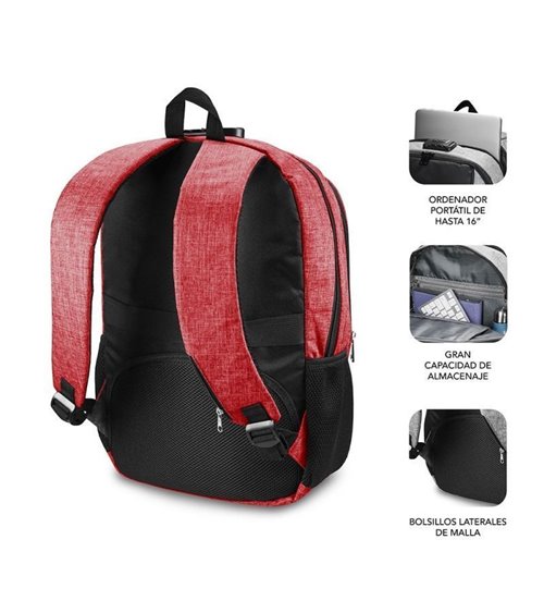 Mochila subblim urban lock para portátiles hasta 16'/ puerto usb/ antirrobo/ rojo