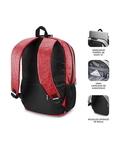 Mochila subblim urban lock para portátiles hasta 16'/ puerto usb/ antirrobo/ rojo