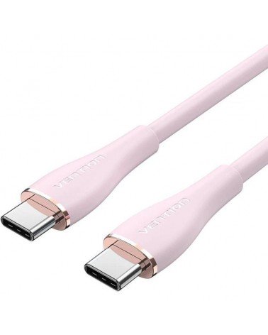 Cable usb 2.0 tipo-c vention tawpg/ usb tipo-c macho - usb tipo-c macho/ hasta 100w/ 480mbps/ 1.5m/ rosa