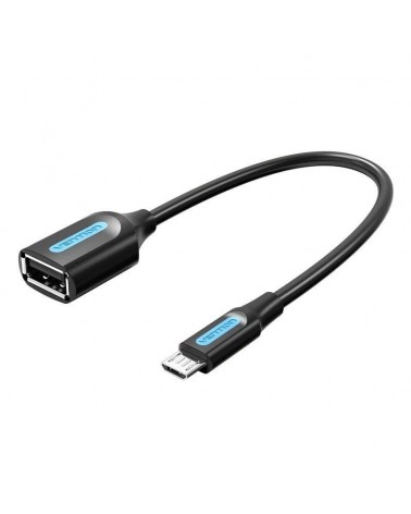 Cable usb 2.0 vention ccubb/ microusb macho - usb hembra/ 480mbps/ 15cm/ negro