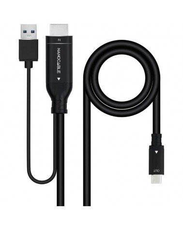 Cable displayport nanocable 10.15.4354/ displayport macho - usb macho/ usb tipo-c macho/ 1.8m/ negro