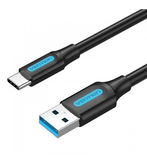 Cable usb 3.0 tipo-c vention cozbc/ usb macho - usb tipo-c macho/ hasta 60w/ 5gbps/ 25cm/ negro
