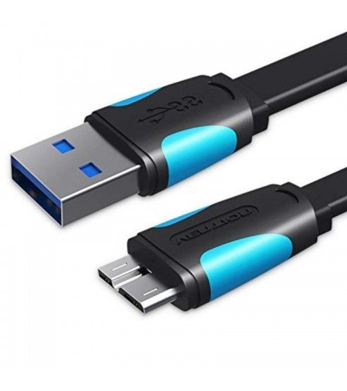 Cable usb 3.0 vention vas-a12-b100/ microusb macho - usb macho/ hasta 10w/ 5gbps/ 1m/ azul y negro