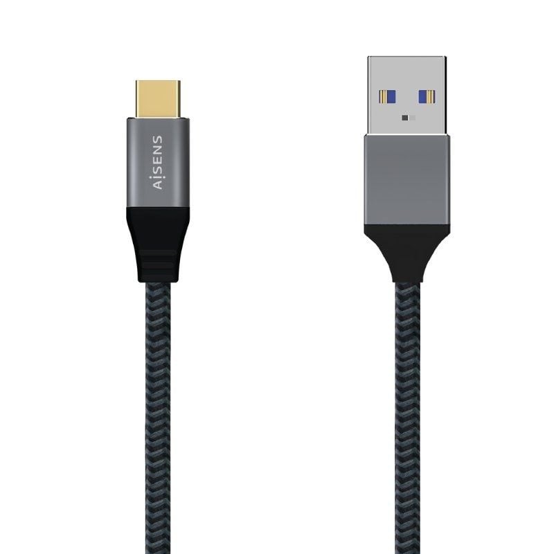 Cable usb 3.1 aisens a107-0632/ usb tipo-c macho - usb macho/ hasta 27w/ 1250mbps/ 1.5m/ gris