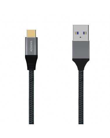 Cable usb 3.1 aisens a107-0633/ usb tipo-c macho - usb macho/ hasta 27w/ 1250mbps/ 2m/ gris