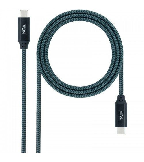 Cable usb 3.2 nanocable 10.01.4302-comb/ usb tipo-c macho - usb tipo-c macho/ 2m/ gris y negro