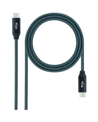 Cable usb 3.2 nanocable 10.01.4302-comb/ usb tipo-c macho - usb tipo-c macho/ 2m/ gris y negro