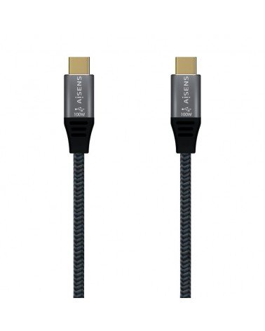 Cable usb 3.2 tipo-c aisens a107-0634 20gbps 5a 100w/ usb tipo-c macho - usb tipo-c macho/ hasta 100w/ 2500mbps/ 2m/ gris