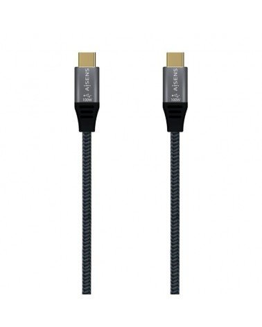 Cable usb 3.2 tipo-c aisens a107-0672 20gbps 100w/ usb tipo-c macho - usb tipo-c macho/ hasta 100w/ 2500mbps/ 1.5m/ gris