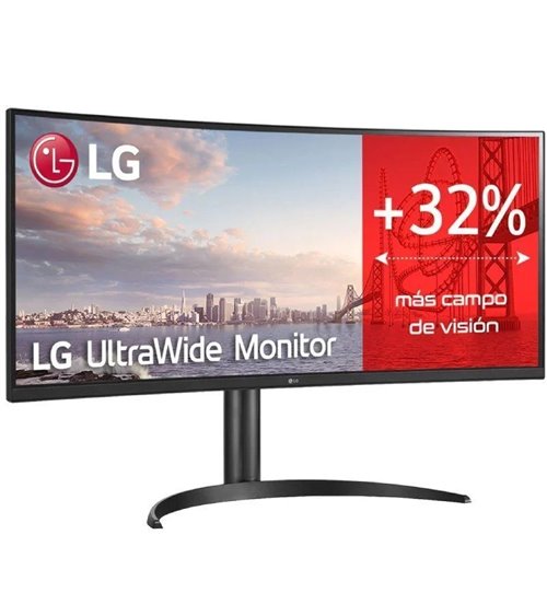 Monitor profesional ultrapanorámico curvo lg 34wq75c-b 34'/ wqhd/ multimedia/ regulable en altura/ negro