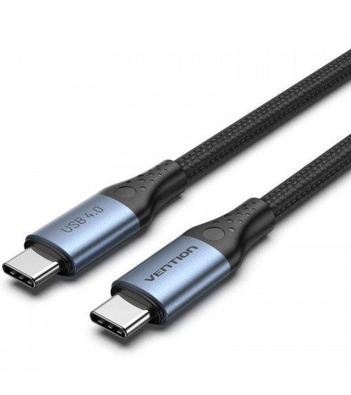 Cable usb 4.0 tipo-c 5a vention tavhf/ usb tipo-c macho - usb tipo-c macho/ hasta 240w/ 40gbps/ 1m/ gris