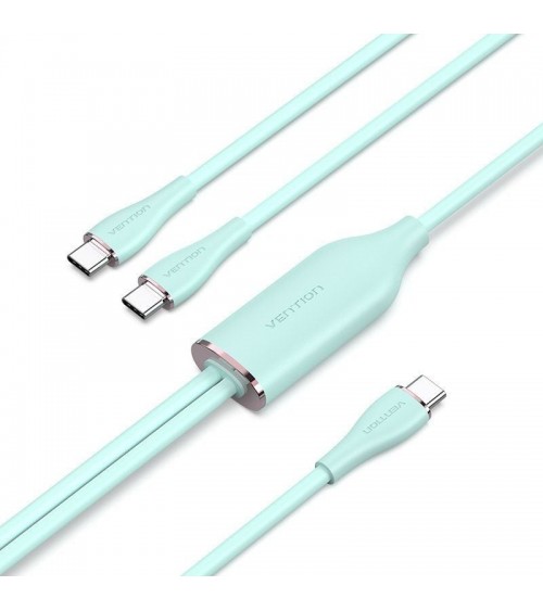 Cable usb tipo-c vention ctmgg/ usb tipo-c macho - 2 x usb tipo-c macho/ hasta 100w/ 480mbps/ 1.5m/ verde