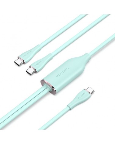 Cable usb tipo-c vention ctmgg/ usb tipo-c macho - 2 x usb tipo-c macho/ hasta 100w/ 480mbps/ 1.5m/ verde