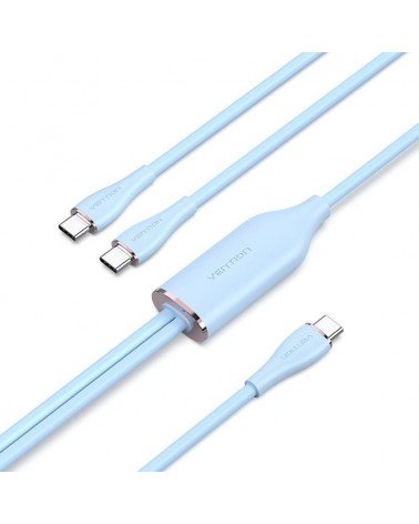 Cable usb tipo-c vention ctmsg/ usb tipo-c macho - 2 x usb tipo-c macho/ hasta 100w/ 480mbps/ 1.5m/ azul