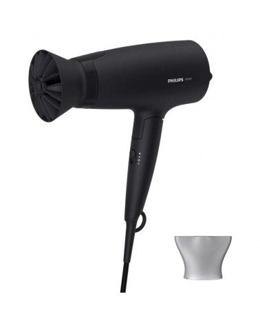 Secador philips 3000 series bhd308/10/ 1600w/ negro/ 2 accesorios