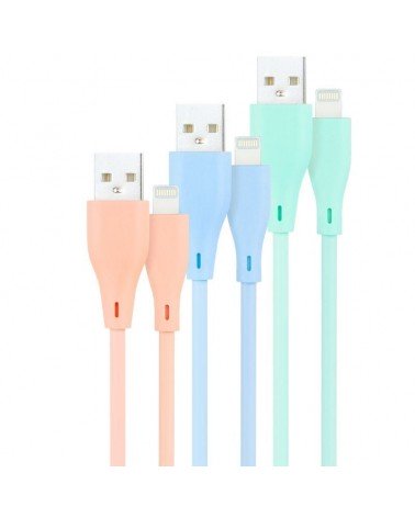 Cables usb 2.0 lightning nanocable 10.10.0401-a1/ usb macho - lightning macho/ 1m/ 3 unidades/ rosa, azul y verde