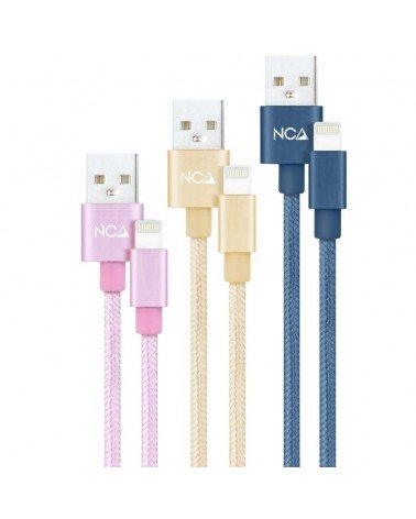 Cables usb 2.0 lightning nanocable 10.10.0401-co2/ usb macho - lightning macho/ 1m/ 3 unidades/ rosa, dorado, azul pacífico