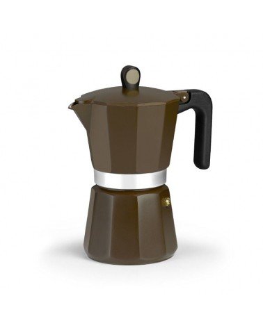 Cafetera italiana monix induction cream m671009/ 9 tazas/ marrón