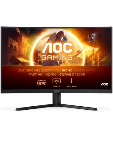 Monitor gaming curvo aoc cq32g4ve 31.5'/ qhd/ 0.5ms/ 180hz/ va/ negro