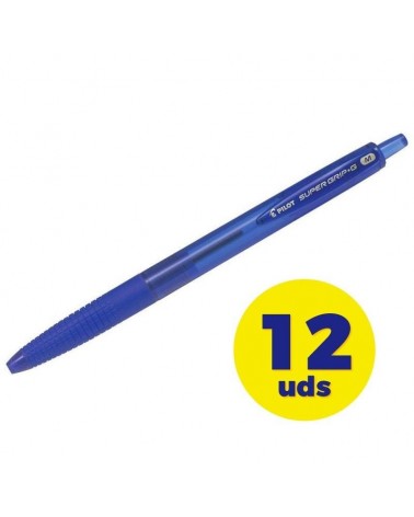 Caja de bolígrafos de tinta de aceite retráctil pilot super grip g/ 12 unidades/ azules