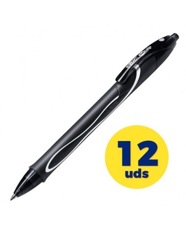 Caja de bolígrafos de tinta de gel retráctil bic gelocity quick dry 949873/ 12 unidades/ negros