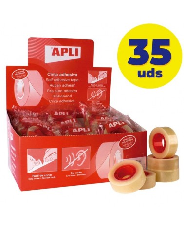 Caja de cintas adhesivas transparentes apli 11103/ 1.9cm x 33m/ 35 unidades