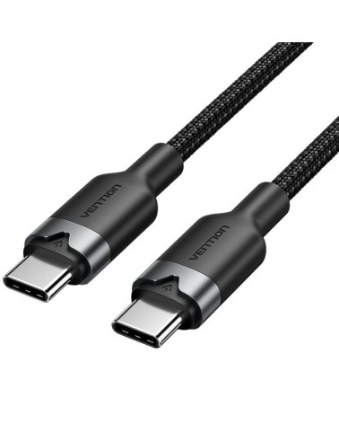Cable usb 2.0 tipo-c 3a vention trdbh/ usb tipo-c macho - usb tipo-c macho/ hasta 60w/ 480mbps/ 2m/ negro
