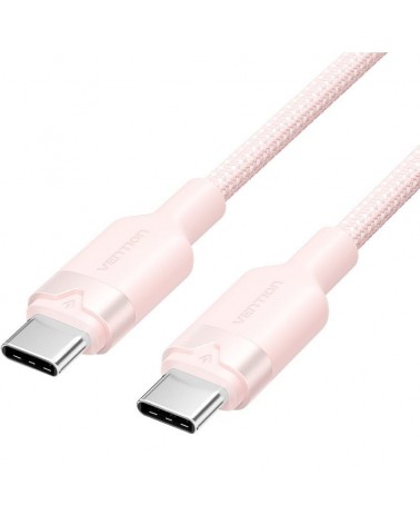 Cable usb 2.0 tipo-c 3a vention trdpf/ usb tipo-c macho - usb tipo-c macho/ hasta 60w/ 480mbps/ 1m/ rosa