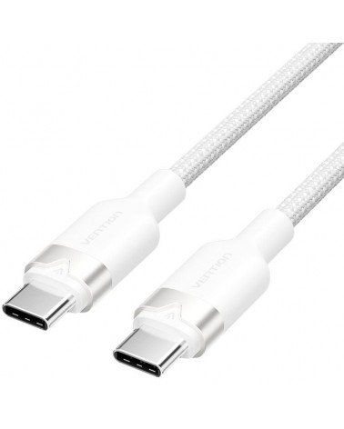 Cable usb 2.0 tipo-c 3a vention trdwf/ usb tipo-c macho - usb tipo-c macho/ hasta 60w/ 480mbps/ 1m/ blanco