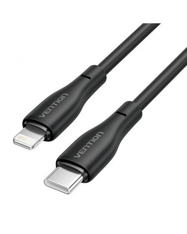 Cable usb tipo-c lightning vention h28bf/ usb tipo-c macho - lightning macho/ 27w/ 480mbps/ 1m/ negro