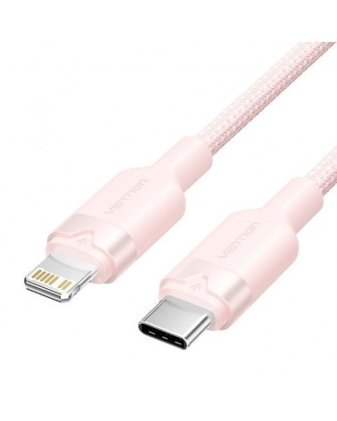 Cable usb tipo-c lightning vention lalpf/ usb tipo-c macho - lightning macho/ 27w/ 480mbps/ 1m/ rosa