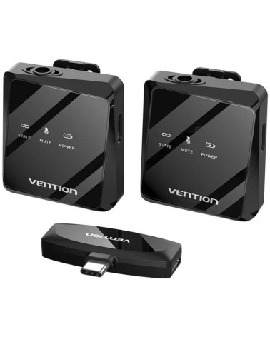 Micrófono inalámbrico con clip vention ncbb0/ usb tipo-c/ incluye receptor/ 2 unidades