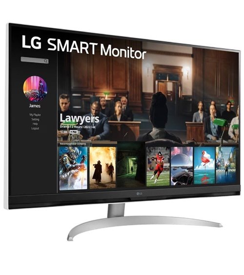 Smart monitor lg 32sq700s-w 31.5'/ 4k/ smart tv/ multimedia/ regulable en altura/ plata y blanco